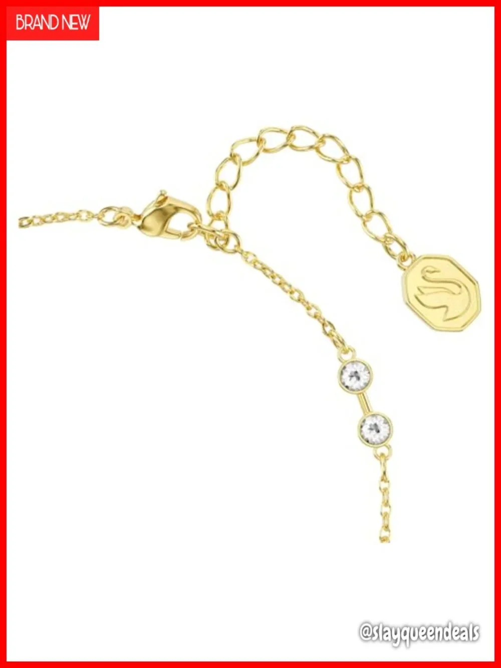 Swarovski Crystals Gold-Tone Link Bangle Bracelet Adjustable